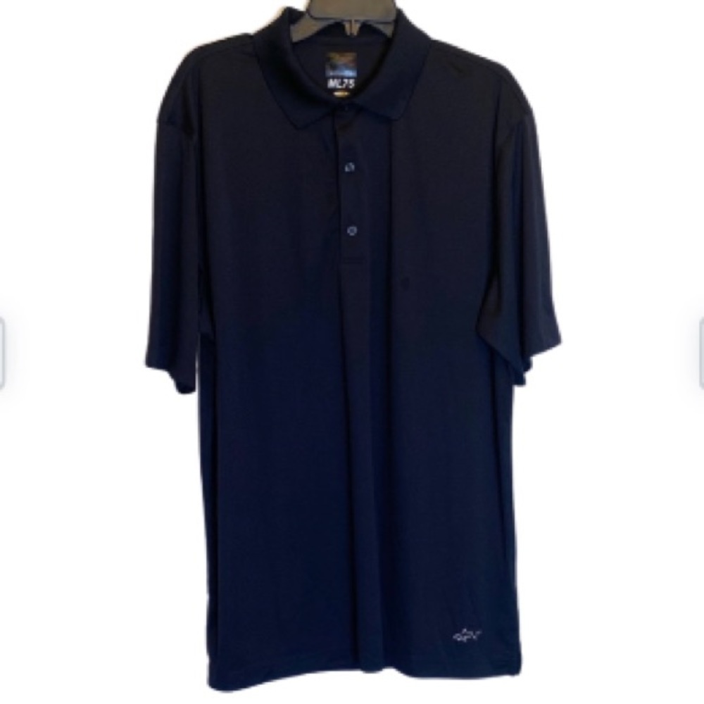 GREG NORMAN ML75 Polo Shirt XL Mens Black Golf Logo